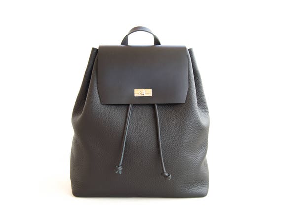 Black BACKPACK / leather backpack / leather rucksack / womens backpack / minimal backpack / made in Italy
