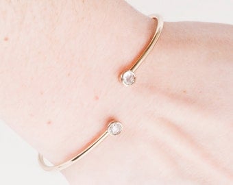 Diamond Bangle - 18k Yellow Gold Rose Cut Diamond Bangle Bracelet