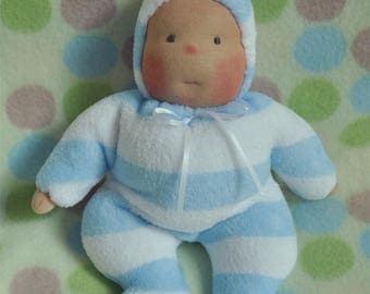 Fretta's Waldorf style floppy Baby, 11" / 28 cm tall. Soft child friendly baby doll.