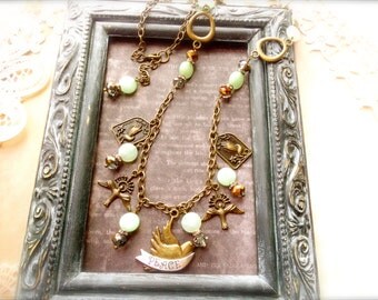 Romantic Jewelry, Christian Jewelry, Charm Necklace, Assemblage Jewelry, Vintage Style*PEACEMAKER*