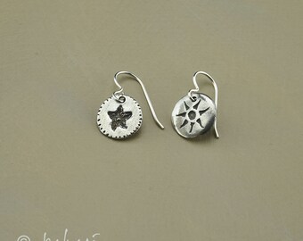 Sun and Starfish Sterling Silver Earrings