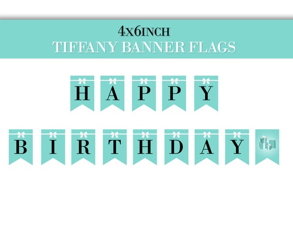 Banner Flags - Happy Birthday for Breakfast at Tiffanys Themed Party ...