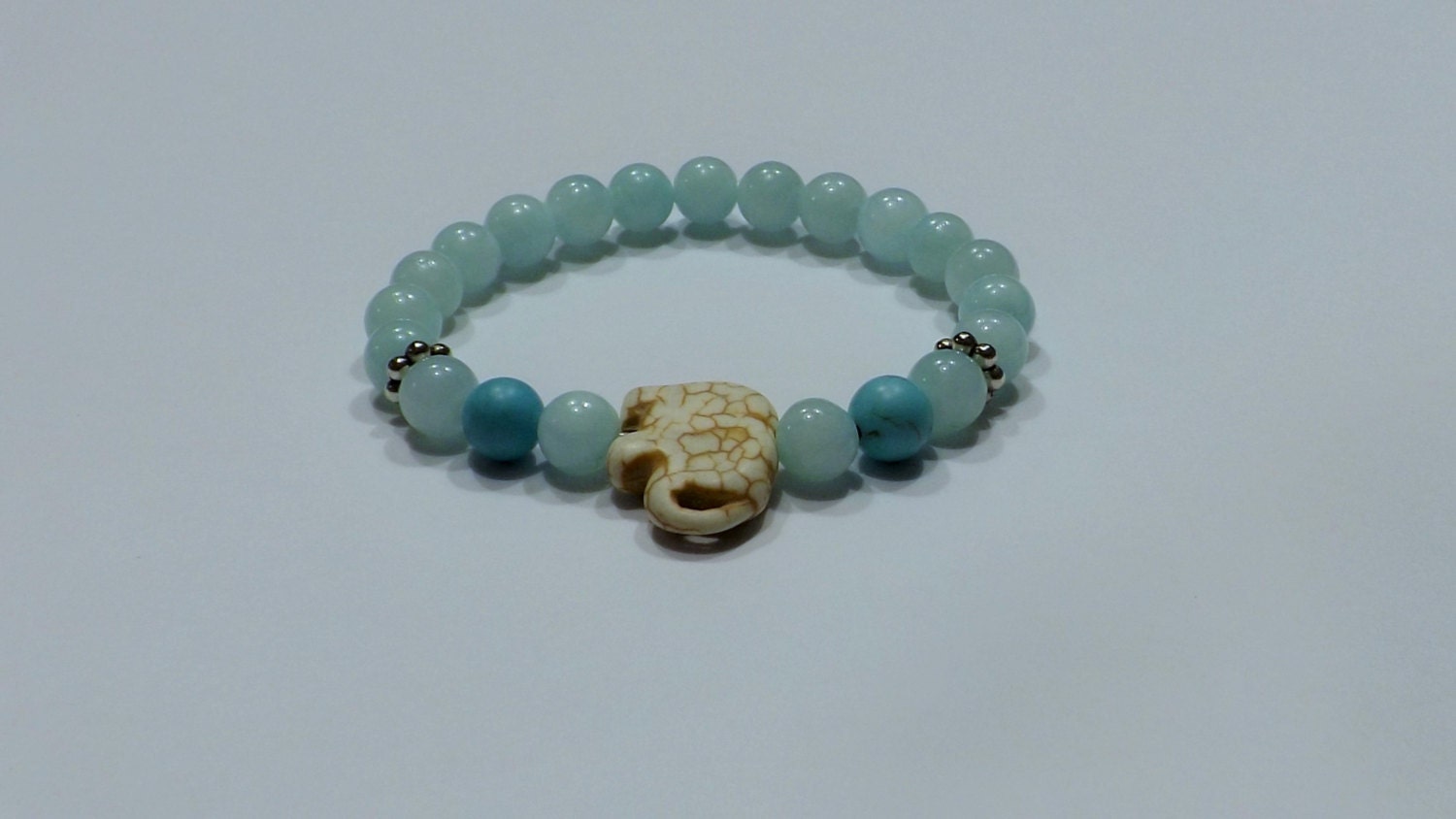 Aqua Jade Elephant Bracelet Silver Hand Jewelry Jade Bracelet
