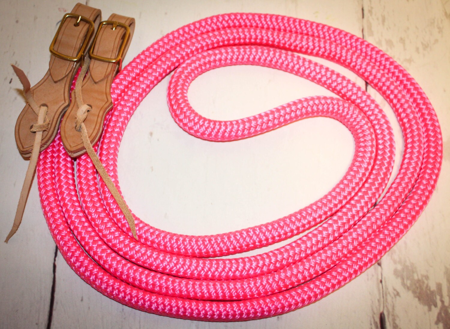 Yacht rope reins 5/8 hot pink horse tack hot pink