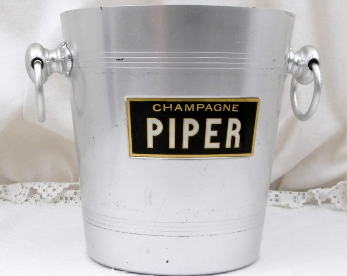 Vintage French Metal Champagne Ice Bucket / Cooler Piper with 2 Handles, Chic Decor, Celebration, French Wine, French Decor, Chateau, Drinks