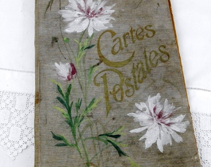 Large Antique French Postcard Album with Hand Painted Flower Pattern, Carte Postale, French Decor, Shabby, Chic, Retro, Home, Photograph Large Antique French Postcard Album with Hand Painted Flower Pattern, Carte Postale, French Decor, Shabby, Chic, Retro, Home, Photograph