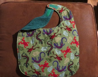 Seniors Bib Adult bib Lined Geriatric Bib Velcro tabs Teen Bib Reptiles Frogs Lizards Bib Reversible Adult Drool Bib Flannel Terry Cloth