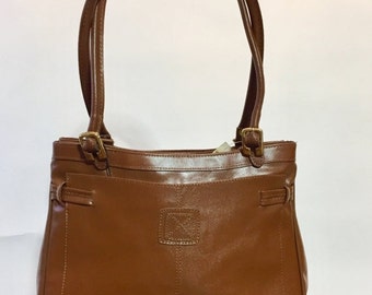 ON SALE 1960s mod brown leather handbag: 60s mod handbag / leather 60s purse / brown leather bag / vintage 1960s leather purse / mod leather