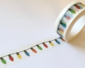 Christmas Washi Tape Print 'HOLIDAY LIGHTS' From MechaKucha808 15mm x 10 Meters