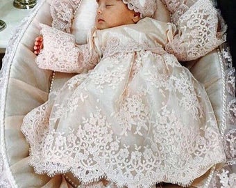Baby Christening Gown | Baby Easter Dress | Baby Pageant Dress | Chantilly Lace Dress | Infant Lace Dress | Infant Dress | Baby Dress Set