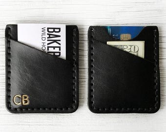 Minimalist Leather Wallet - BUY IT ONCE - Personalized with up to Three Characters, Initials - Durable, Slim, Thin Front Pocket Wallet