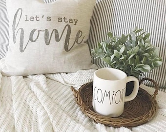let's stay home pillow, throw pillow, word pillow, phrase pillow, christmas gift - "Let's Stay Home"