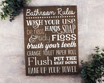 Bathroom Rules Sign Bathroom Rules Sign Rustic Kids Bathroom Art Kids Bathroom Wall Decor Rustic Bathroom Sign Bathroom Wall Art
