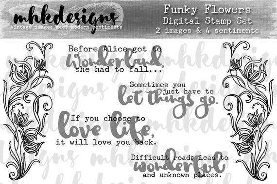 Funky Flowers Digital Stamp Set