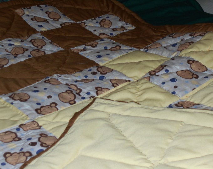 Monkey Face Child Quilt, Animal Quilt, Children s Quilt and Baby Quilt(2)