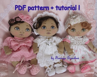 PDF pattern and tutorial to make a mini baby cloth doll by Fiorenza Biancheri, sewing pattern, step-by-step photo tutorial