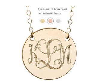 GOLD MONOGRAM DISC necklace - gold monogram necklace - silver monogram necklace - small monogram disc - personalized monogram disc