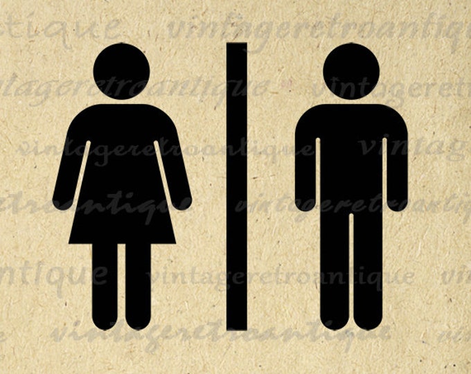 Male and Female Restroom Symbol Image Graphic Printable Bathroom Icon Digital Download Vintage Clip Art Jpg Png Eps HQ 300dpi No.4356