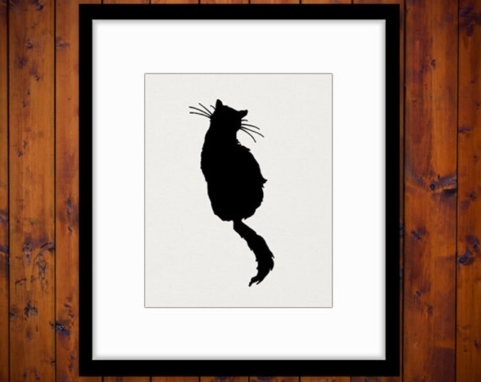 Printable Graphic Cat Silhouette Image Animal Artwork Download Digital Vintage Clip Art Jpg Png Eps HQ 300dpi No.3668