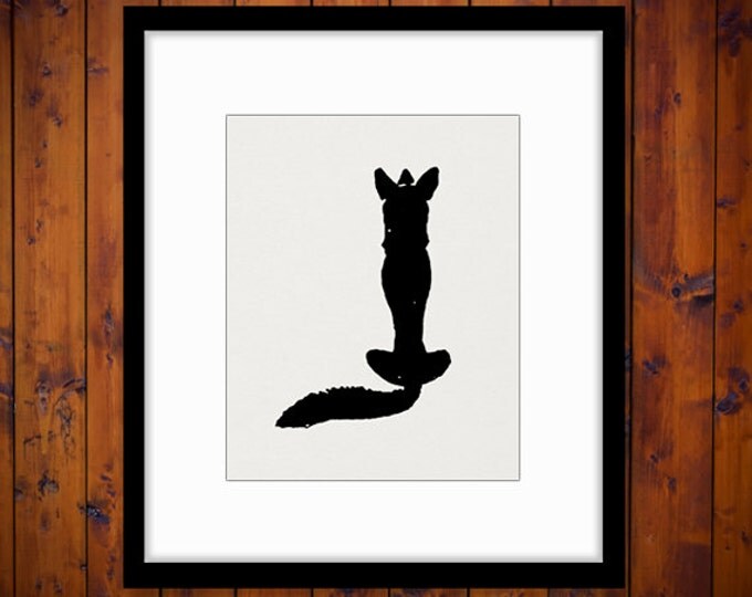 Fox Graphic Digital Image Silhouette Printable Animal Illustration Download Vintage Clip Art Jpg Png Eps HQ 300dpi No.882