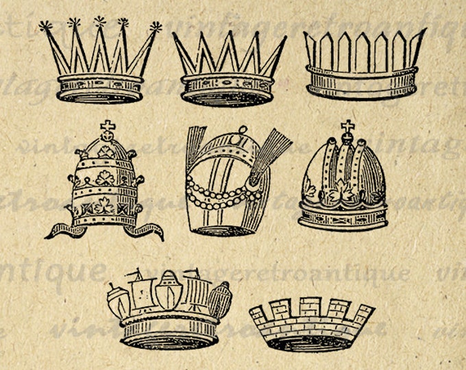 Digital Image Royal Crown Printable Collage Sheet Download Collection Set Graphic Jpg Png Eps HQ 300dpi No.620