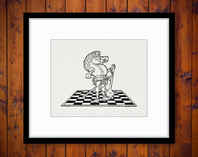 Digital Image Chess White Knight Alice in Wonderland Printable Download Graphic Antique Clip Art Jpg Png Eps HQ 300dpi No.2477