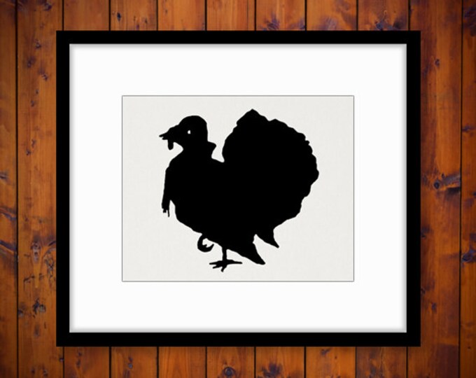 Turkey Silhouette Printable Digital Download Thanksgiving Graphic Image Vintage Clip Art Jpg Png Eps HQ 300dpi No.3231