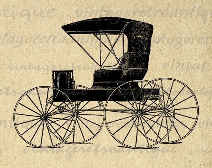 Antique Automobile Printable Graphic Download Carriage Wagon Image Digital Vintage Clip Art Jpg Png Eps HQ 300dpi No.1663