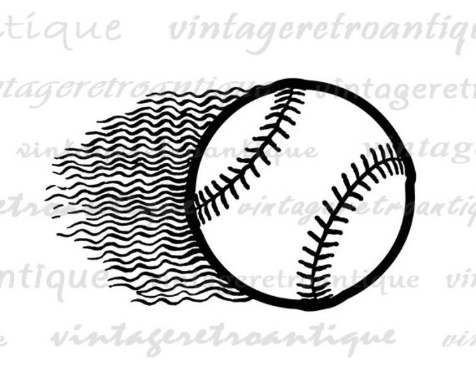 Digital Graphic Baseball Printable Sports Baseball Clip Art Download Flying Ball Image Vintage Clip Art for Transfers etc HQ 300dpi No.4647