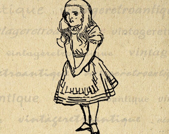 Digital Printable Alice in Wonderland Graphic Alice Illustration Image Alice Download Vintage Clip Art for Transfers etc HQ 300dpi No.4674