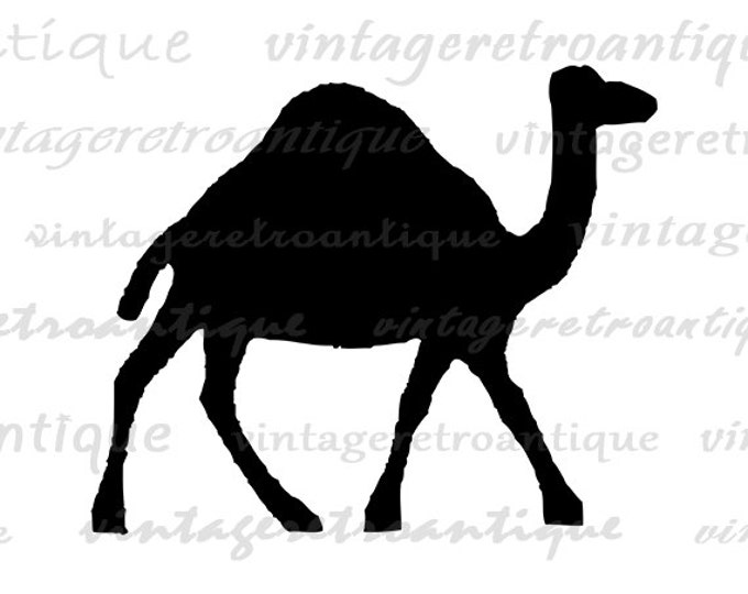 Printable Camel Silhouette Graphic Download Vintage Animal Shape Image Digital Antique Clip Art for Transfers Printing etc HQ 300dpi No.4686