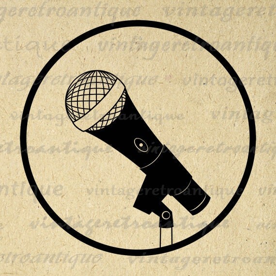 Printable Graphic Microphone Illustration by VintageRetroAntique