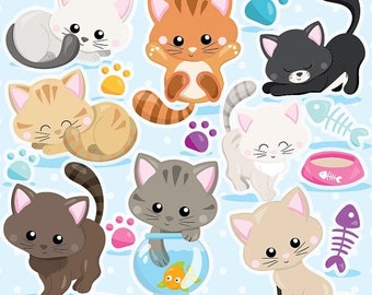 80% OFF SALE Cat clipart commercial use, kitten cats clipart vector graphics, kitty clipart digital clip art, digital images - CL979