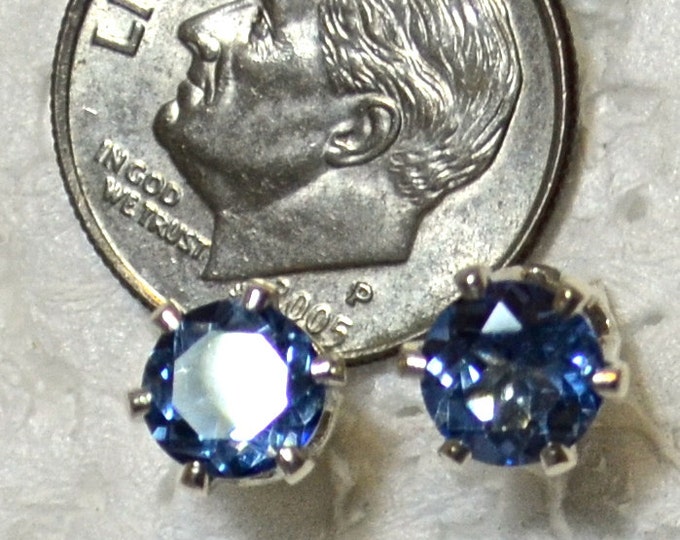 Mystic Blue Topaz Suds, 6mm Round, Natural, Set in Sterling Silver E979