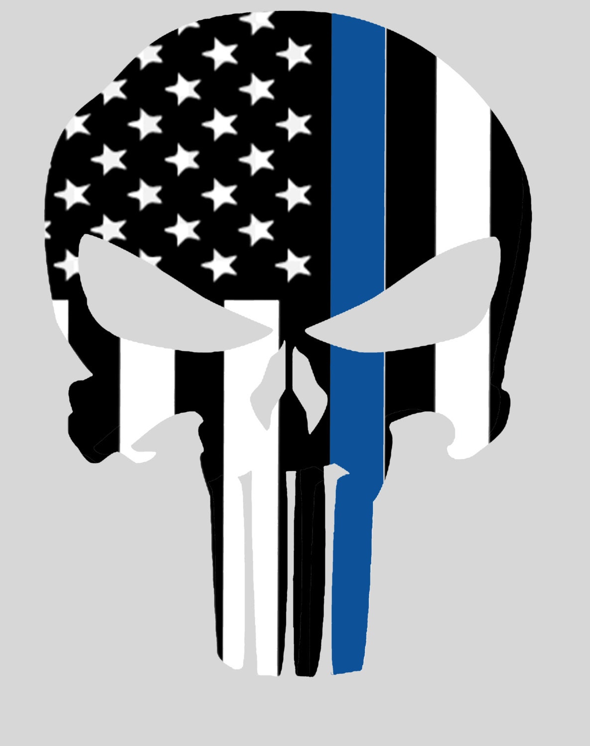 PUNISHER SKULL THIN Blue Line Decal Punisher Skull Cancer