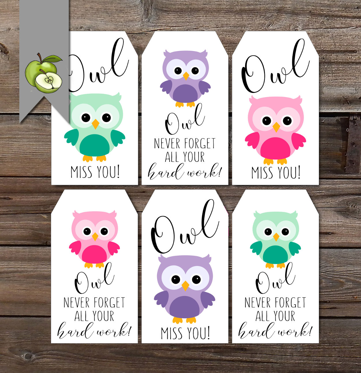 teacher owl gift tag Teacher Appreciation staff appreciation