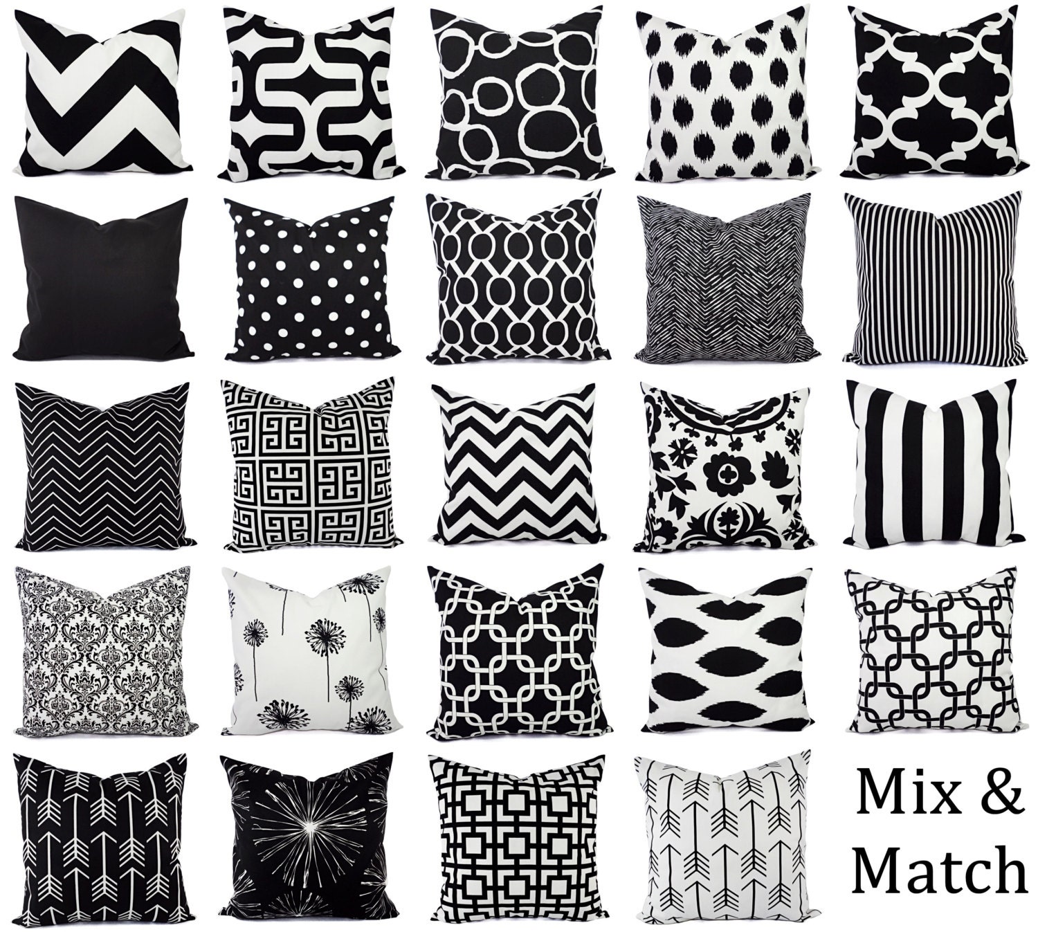 Black and White Pillow Covers Black Pillows White Pillows
