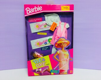 Vintage Barbie Clothes, Barbie Tie Dye Fashion Kit, New In Box Vintage Barbie Clothing, Mattel 1993, 1990s Barbie Doll, DIY Doll Clothes