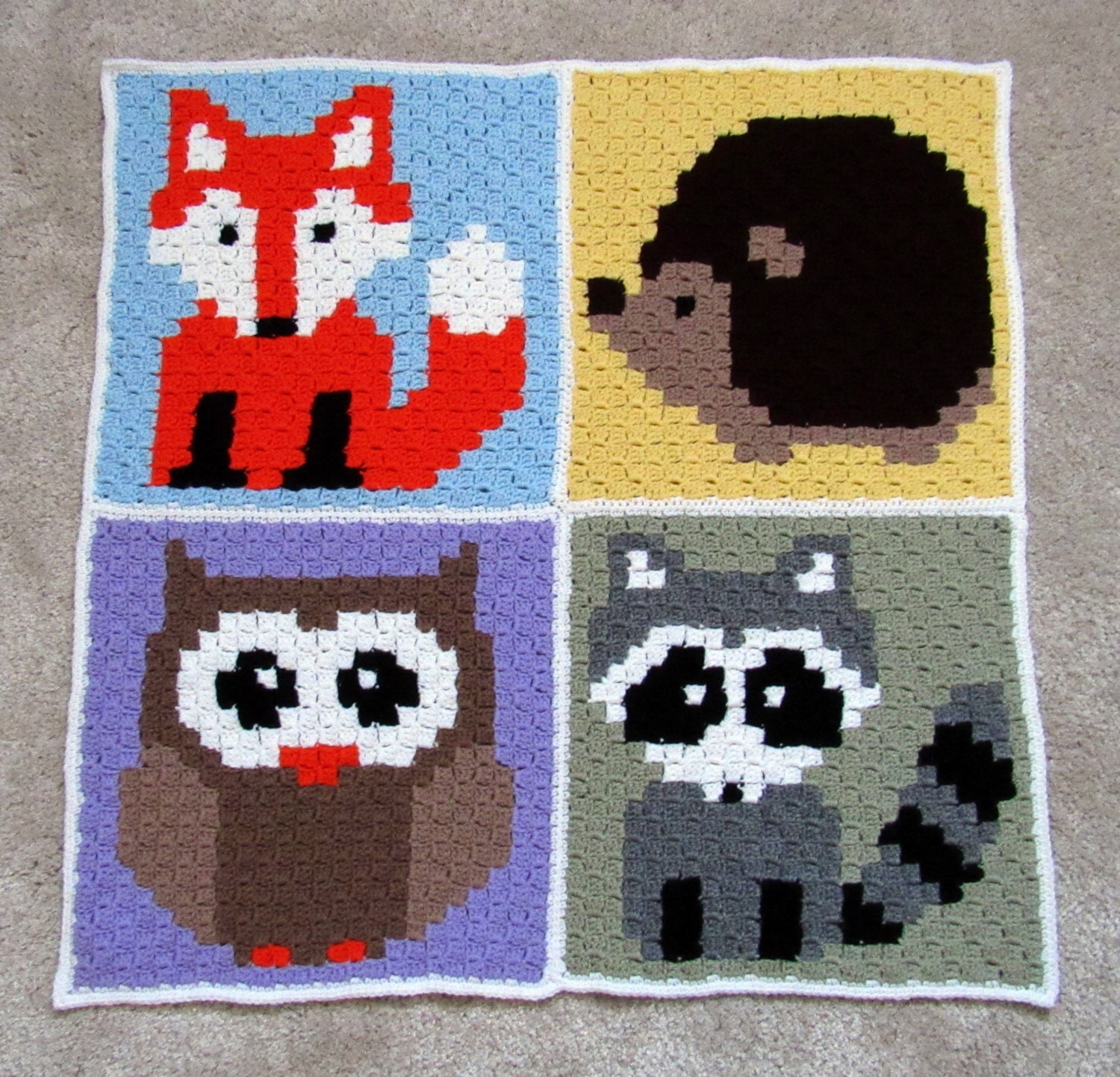 Crochet blanket C2C Woodland animals