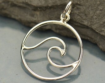 Sterling Silver Wave Pendant -Beach-Ocean-Sea