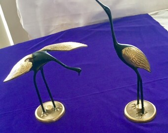 One Pair of VINTAGE BRASS CRANES - Made in Korea