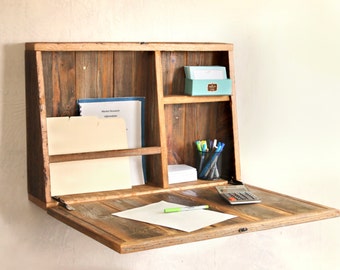 Drop Down Secretary Desk - Wall Mounted - Desk For Small Spaces - Secretary Desk