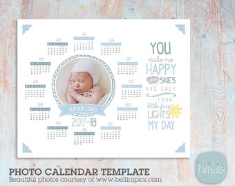 2017 Calendar 2018 Calendar and Financial Year Photo Calendar - Photoshop template - GG002 - INSTANT DOWNLOAD