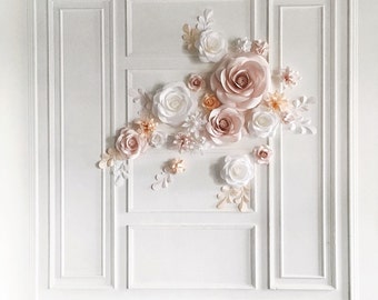 Paper Flower Backdrop - Wedding Backdrop - Ceremony Backdrop - Wedding Reception Backdrop (code:#115)