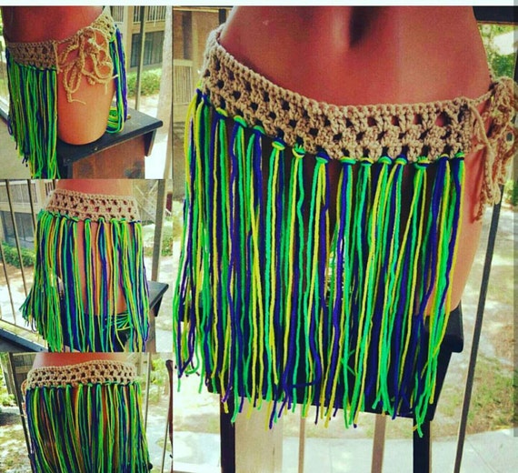 Fringe Boho skirtBeige crochet skirt beachwear fringe crochet