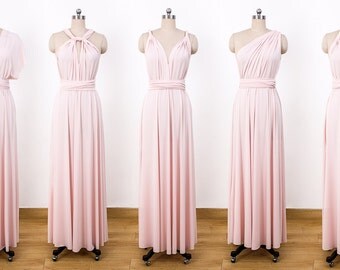 Light pink Maxi Infinity Dress, Convertible Bridesmaid Dress, cheap prom dress, Evening Dress,Multiway Dress, Wrap Dress, formal Dress