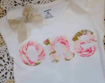 1st Birthday Girl Outfit | 'one' Bodysuit || PICK YOUR FABRIC || Shabby Chic First Birthday Girl Cake Smash Shirt | 1 Year Old Girl Birthday