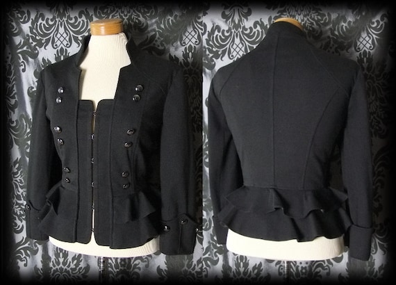 Gothic Black Peplum Detail MILITARY MISTRESS Fitted Jacket Coat 14 16 Victorian by AusterexxDevotion steampunk buy now online