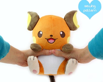 PDF sewing pattern - Raichu Pokemon plush - kawaii plushie 11" large stuffed animal anime sewing project for high quality designs