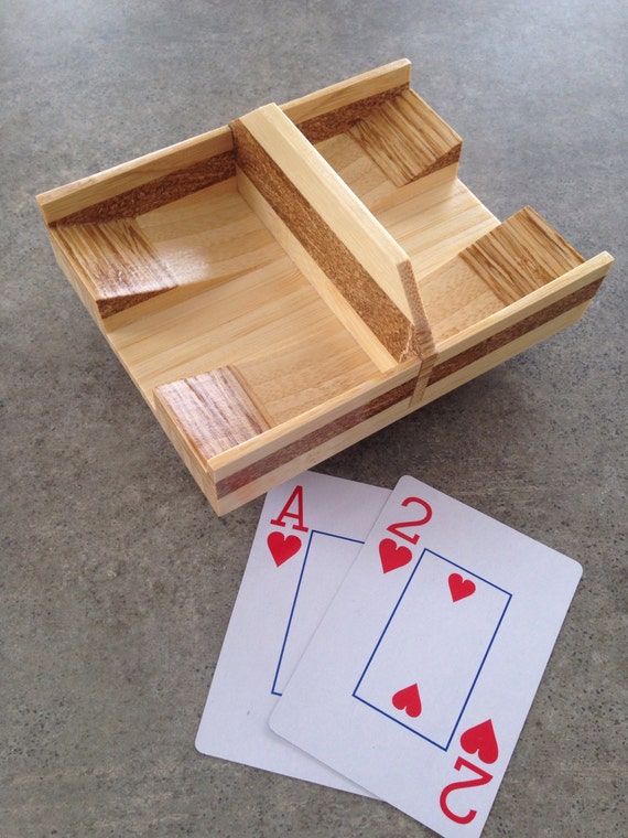 Canasta Tray Wooden Playing Card Dispenser Rotating Playing